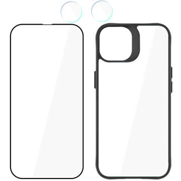 Etui +szkło ekran +obiektyw do iPhone 15 Plus Zestaw 3mk Comfort Set 4in1 case lens hartowane