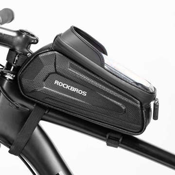 Etui torba sakwa na rower wodoodporna rowerowa uchwyt rowerowy na telefon 6.8 cali na ramę 1.7L RockBros czarny