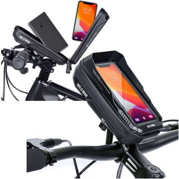 Etui torba wodoodporna sakwa na rower Wildman XT3X uchwyt rowerowy na telefon 6.8 cali na kierownicę 0.5L czarny