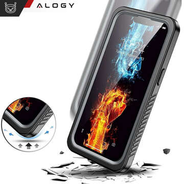 Etui wodoodporne do Apple iPhone 13 360 Alogy Pancerne Armor IP68 ze smyczką Czarne