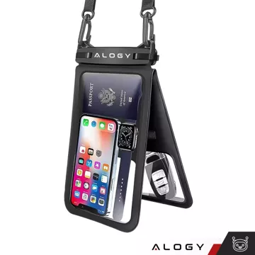 Etui wodoodporne wodoszczelne IPX8 na telefon 6.7" podwójne Case futerał Alogy Waterproof Czarne