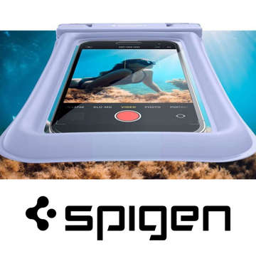Etui wodoszczelne na telefon 6,9" uniwersalne Spigen A610 Universal Waterproof float case przezroczysto-fioletowe