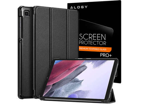 Etui z klapką obudowa Alogy Book Cover do Galaxy A7 Lite 8.7 T220/T225 Czarny + Szkło