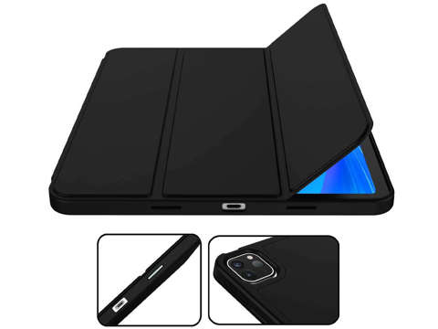 Etui z klapką obudowa Alogy Smart Case Pencil do iPad Pro 12.9 2021 Czarny + Szkło