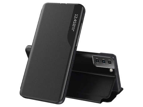 Etui z klapką portfel Alogy skórzane Smart View Cover do Samsung Galaxy S21 FE Czarne