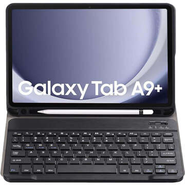 Etui z klawiaturą do Samsung Galaxy Tab A9+ Plus 2023 11" (X210/X215/X216) klawiatura Bluetooth na magnes Alogy Czarne + Szkło