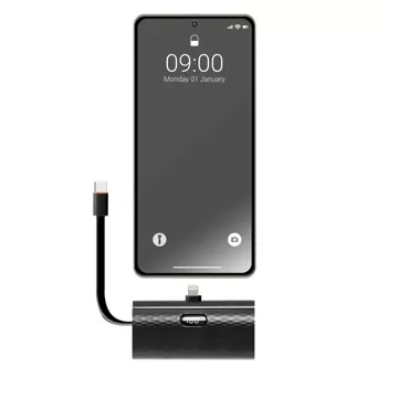 FORCELL F-ENERGY Power Plug F5K3 Powerbank z Wbudowanym Złączem Lightning PD 20W 5000 mAh Czarny