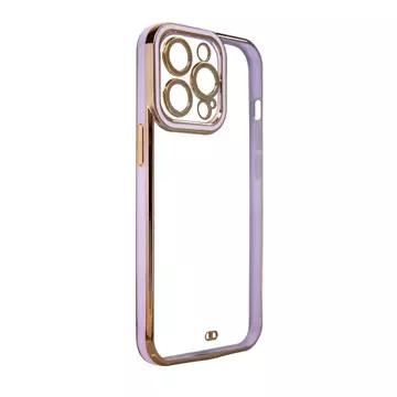 Fashion Case etui do iPhone 12 Pro Max żelowy pokrowiec ze złotą ramką fioletowy