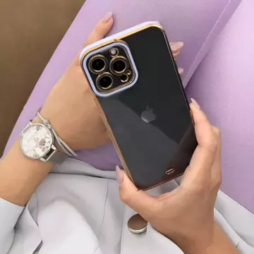 Fashion Case etui do iPhone 12 Pro Max żelowy pokrowiec ze złotą ramką fioletowy