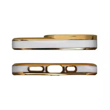 Fashion Case etui do iPhone 12 Pro żelowy pokrowiec ze złotą ramką biały