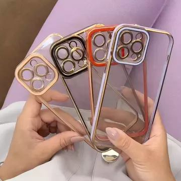 Fashion Case etui do iPhone 12 Pro żelowy pokrowiec ze złotą ramką fioletowy