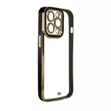 Fashion Case etui do iPhone 12 żelowy pokrowiec ze złotą ramką czarny