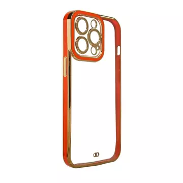 Fashion Case etui do iPhone 12 żelowy pokrowiec ze złotą ramką czerwony