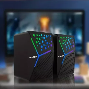 Forev Głośniki Stereo Czarny PC RGB Podświetlane