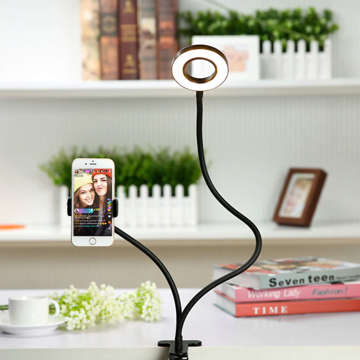 Fotograficzna Lampa pierścieniowa LED do selfie Alogy uchwyt na telefon Czarny