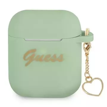 Guess GUA2LSCHSN AirPods cover zielony/green Silicone Charm Heart Collection