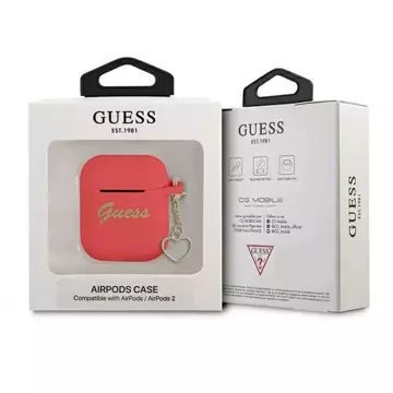 Guess GUA2LSCHSR AirPods cover czerwony/red Silicone Charm Heart Collection