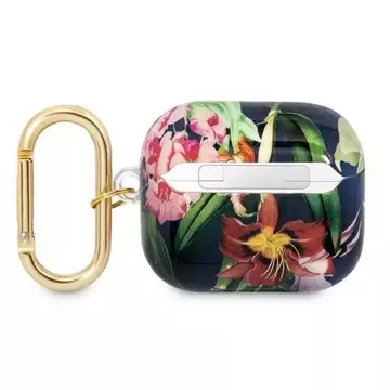 Guess GUA3HHFLB AirPods 3 cover niebieski/blue Flower Strap Collection