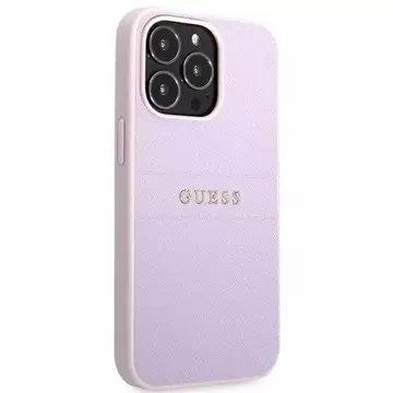 Guess GUHCP13LPSASBPU iPhone 13 Pro / 13 6,1" purpurowy/purple Saffiano Hot Stamp & Metal Logo