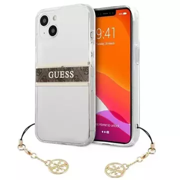 Guess GUHCP13SKB4GBR iPhone 13 mini 5,4" Transparent hardcase 4G Brown Strap Charm