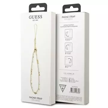 Guess zawieszka GUSTPEARW Phone Strap biały Heishi Beads