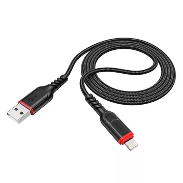 HOCO Kabel USB-A do Lightning X59 3 m Czarny Wytrzymały Nylonowy Oplot 2,4A