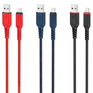 HOCO Kabel USB-A do Lightning X59 3 m Czarny Wytrzymały Nylonowy Oplot 2,4A