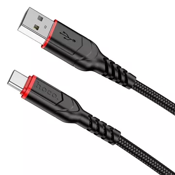 HOCO Kabel USB-A do Typ C X59 3 m Czarny 3A Nylonowy Oplot Wytrzymały