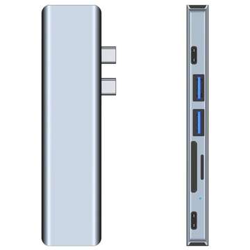 Hub Adapter USB V5-HUB 7w1 2x USB-C Grey