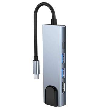 Hub adapter USB V3-HUB 5w1 USB-C Grey