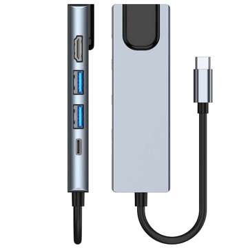 Hub adapter USB V3-HUB 5w1 USB-C Grey
