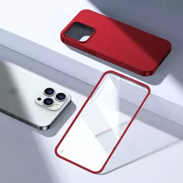 Joyroom 360 Full Case etui pokrowiec do iPhone 13 Pro obudowa na tył i przód + szkło hartowane czerwony (JR-BP935 red)