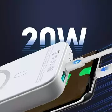 Joyroom powerbank 10000mAh 20W Power Delivery Quick Charge magnetyczna ładowarka bezprzewodowa Qi 15W do iPhone kompatybilna z MagSafe biały (JR-W020 white)