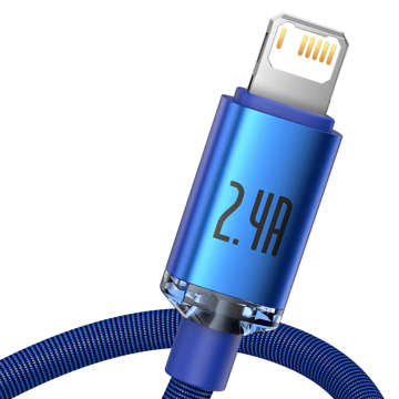 Kabel 1.2m Baseus Crystal przewód USB do Lightning iPhone 2.4A Niebieski