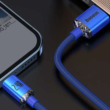 Kabel 1.2m Baseus Crystal przewód USB do Lightning iPhone 2.4A Niebieski
