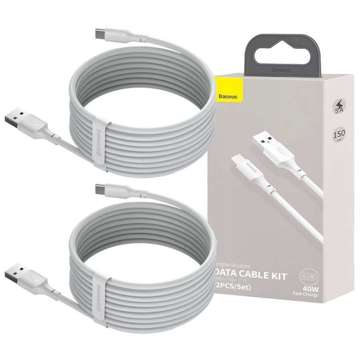 Kabel 1.5m przewód x2 Baseus USB - USB-C Type C PD QC AFC 40W 5A White