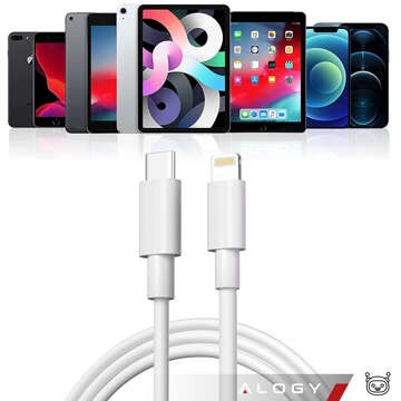 Kabel 1m Alogy szybki przewód USB-C Type C na Lightning PD 20W Biały