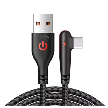 Kabel 200cm USB USB-C mocny szybkie ładowanie 120W Alogy A-C Cable nylonowy przewód Czarny