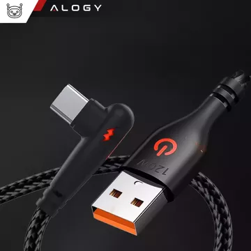 Kabel 200cm USB USB-C mocny szybkie ładowanie 120W Alogy A-C Cable nylonowy przewód Czarny