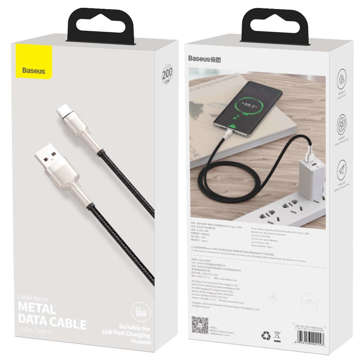 Kabel 2M Baseus mocny przewód nylonowy Cafule Metal USB do USB-C Type C 66W