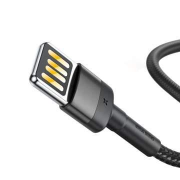 Kabel 2m Baseus Cafule Lightning USB (dwustronny) 1,5A (szaro-czarny)