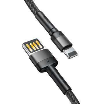 Kabel 2m Baseus Cafule Lightning USB (dwustronny) 1,5A (szaro-czarny)
