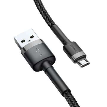 Kabel 2m Baseus Cafule USB do Micro USB 1.5A (szaro-czarny)