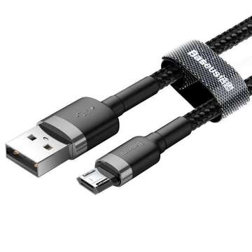 Kabel 2m Baseus Cafule USB do Micro USB 1.5A (szaro-czarny)