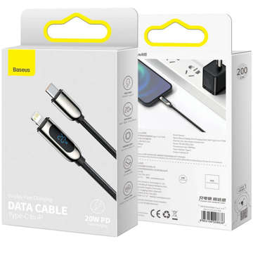 Kabel 2m Baseus Display PD 20W USB-C Type C do Lightning do iPhone Czarny