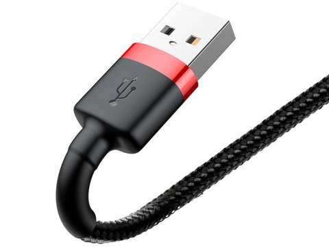 Kabel 2m Baseus Keviar USB Lightning do iPhone iPad iPod 1.5A Czarno-czerwony