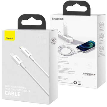 Kabel 2m Baseus Superior mocny przewód USB-C Type C do Lightning PD 20W Biały