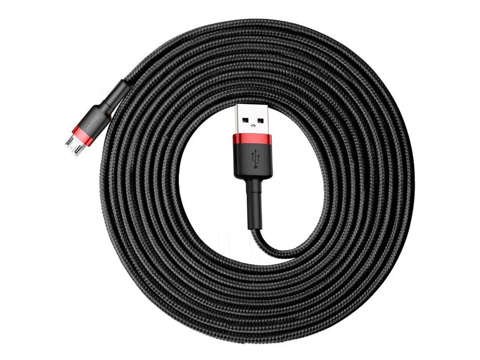 Kabel 3m Baseus Cafule wytrzymały przewód nylon micro USB 2A Czerwony