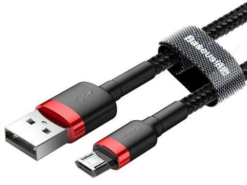 Kabel 3m Baseus Cafule wytrzymały przewód nylon micro USB 2A Czerwony