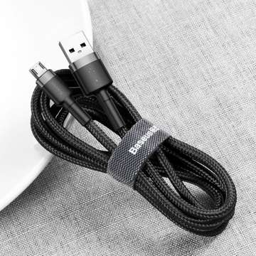 Kabel 3m Baseus Cafule wytrzymały przewód nylon micro USB 2A Szary
